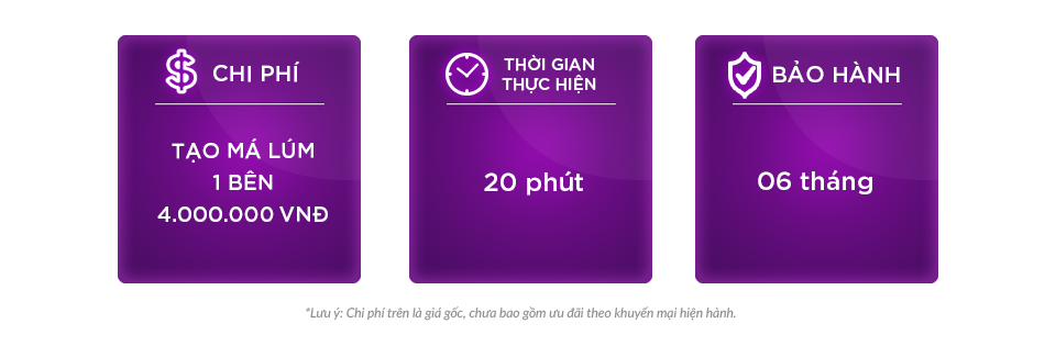 Chi phí, bảo hành tạo má lúm đồng tiền 